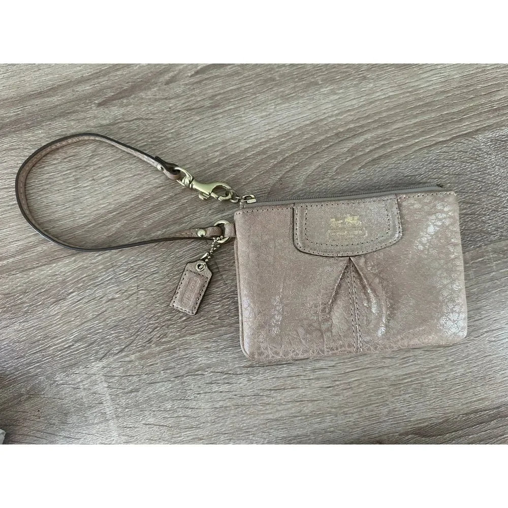 Coach 44381 Madison Gold Shimmer Leather Small Wristlet Wallet 4